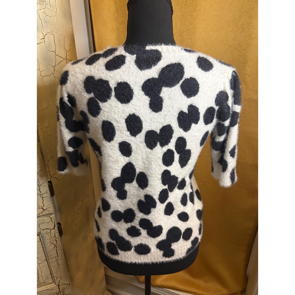 Rachel Zoe Womens Small Polka Dot Eyelash Knit Short Sleeve Sweater Chic Sz S - Picture 3 of 8